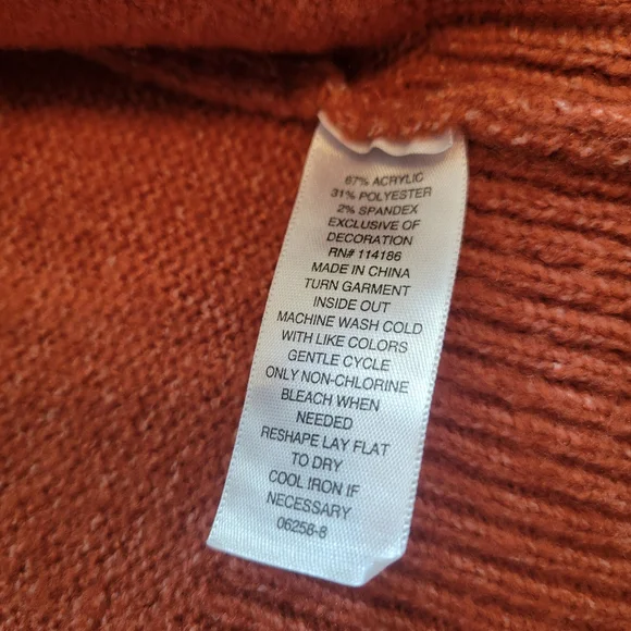 A.N.A Rust Floral Button Front Cardigan Sweater Womens Medium Fall Cozy Top - Picture 8 of 8